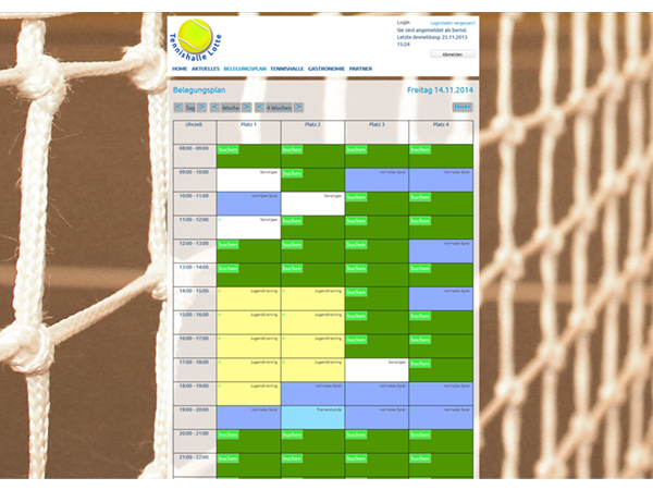 Programmierung des Buchungssystem einer Tennishalle by KAHRU it web grafik